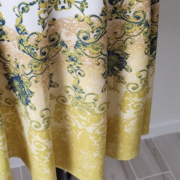 Julian Taylor Yellow & White A-line Midi Dress Size 12 - Picture 5 of 11